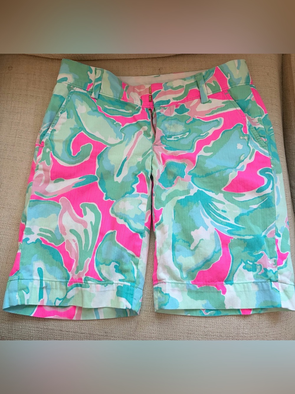 Lilly Pulitzer Chipper Pink & Aqua Swirl Cotton Shorts